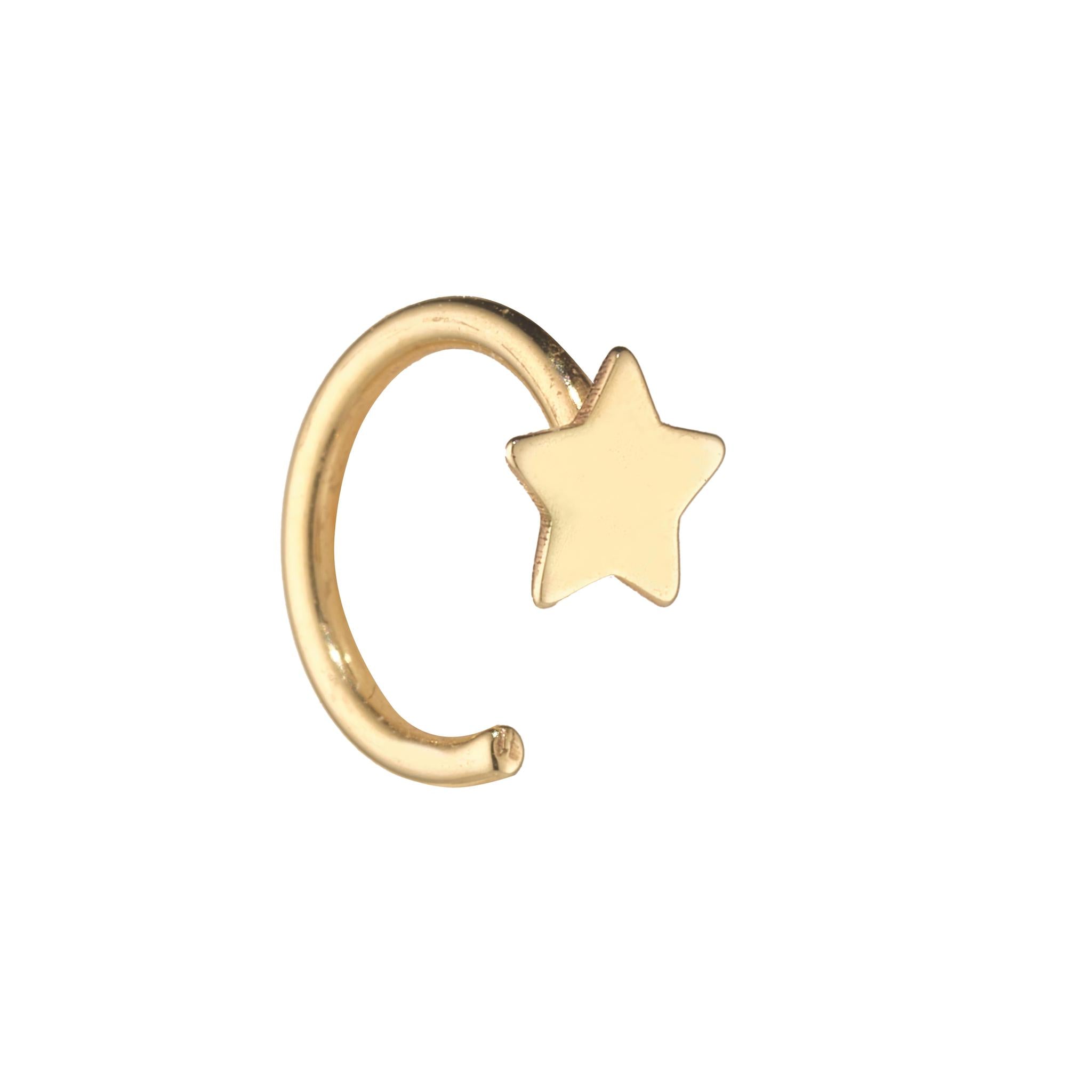 9kt gold star open huggy earring