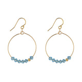Gold Filled Aquamarine Crystal Row Hoop Earrings