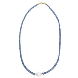 Blue Sapphire (Ceylon) Strand Necklace with Keshi Pearl