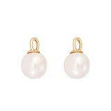 9kt Gold Cushioned Rectangle Hoop Earrings with Detachable Pearl Charm