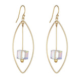 Gold Filled Crystal AB Cube Oval Chandelier Earrings