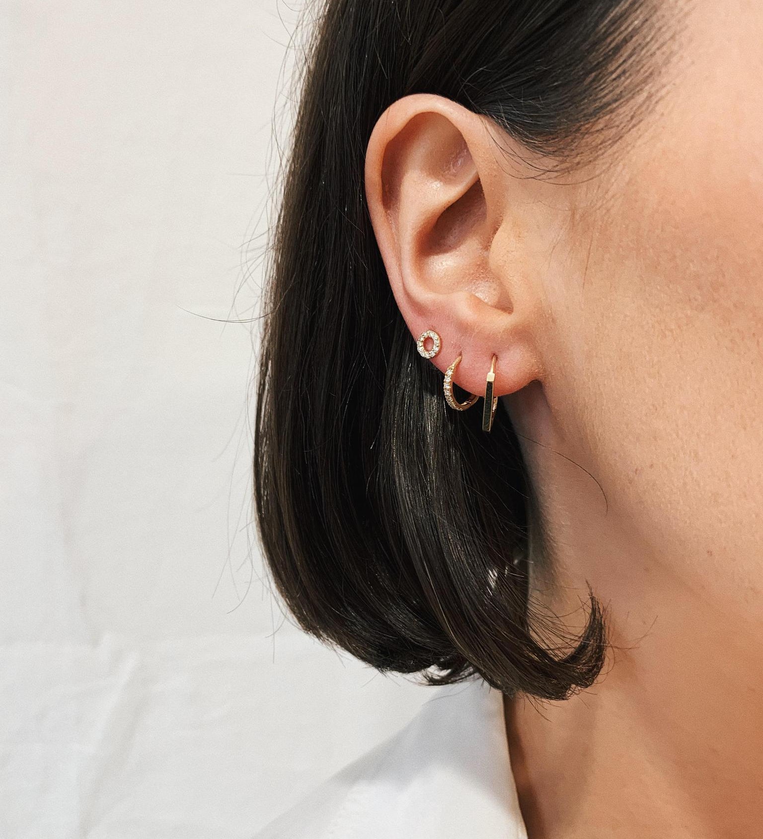 9kt Gold & Diamond Huggie Earrings - 11mm