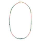 Natural Rainbow Aquamarine and Morganite Strand Necklace