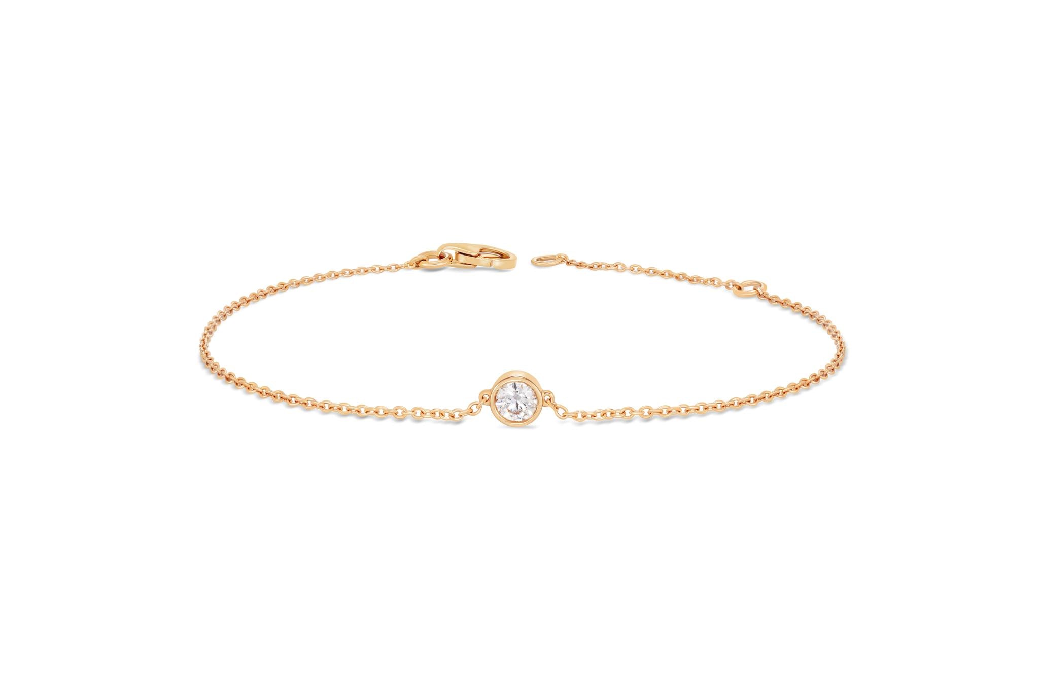 Single Diamond Bracelet in 18kt Yellow Gold - 'Stone by Stone'