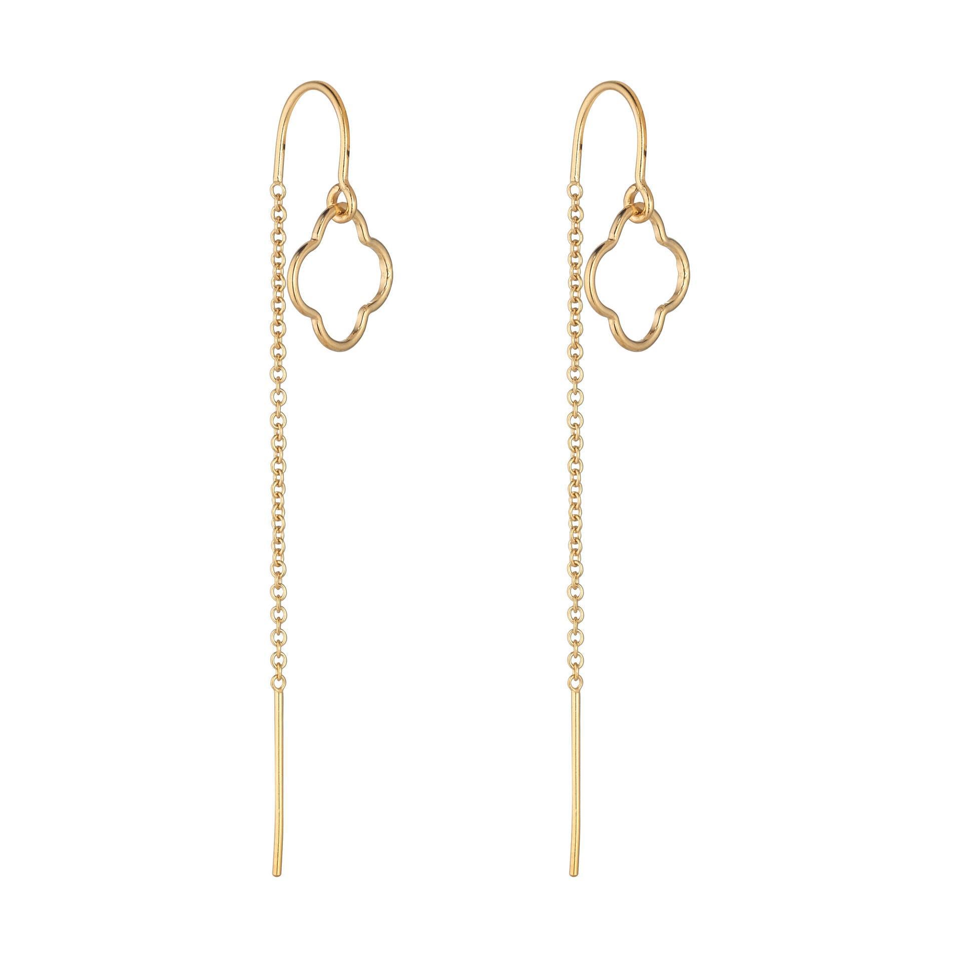 Gold filled clover half threader earrings