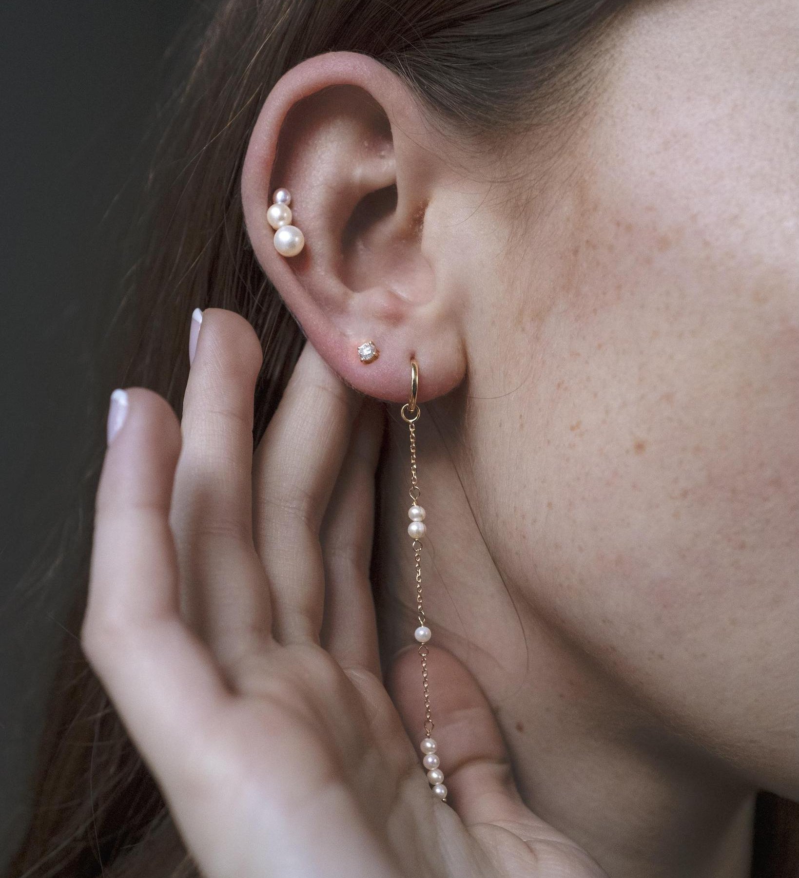 9kt Gold Huggie with Detachable Pearl Drop Earring