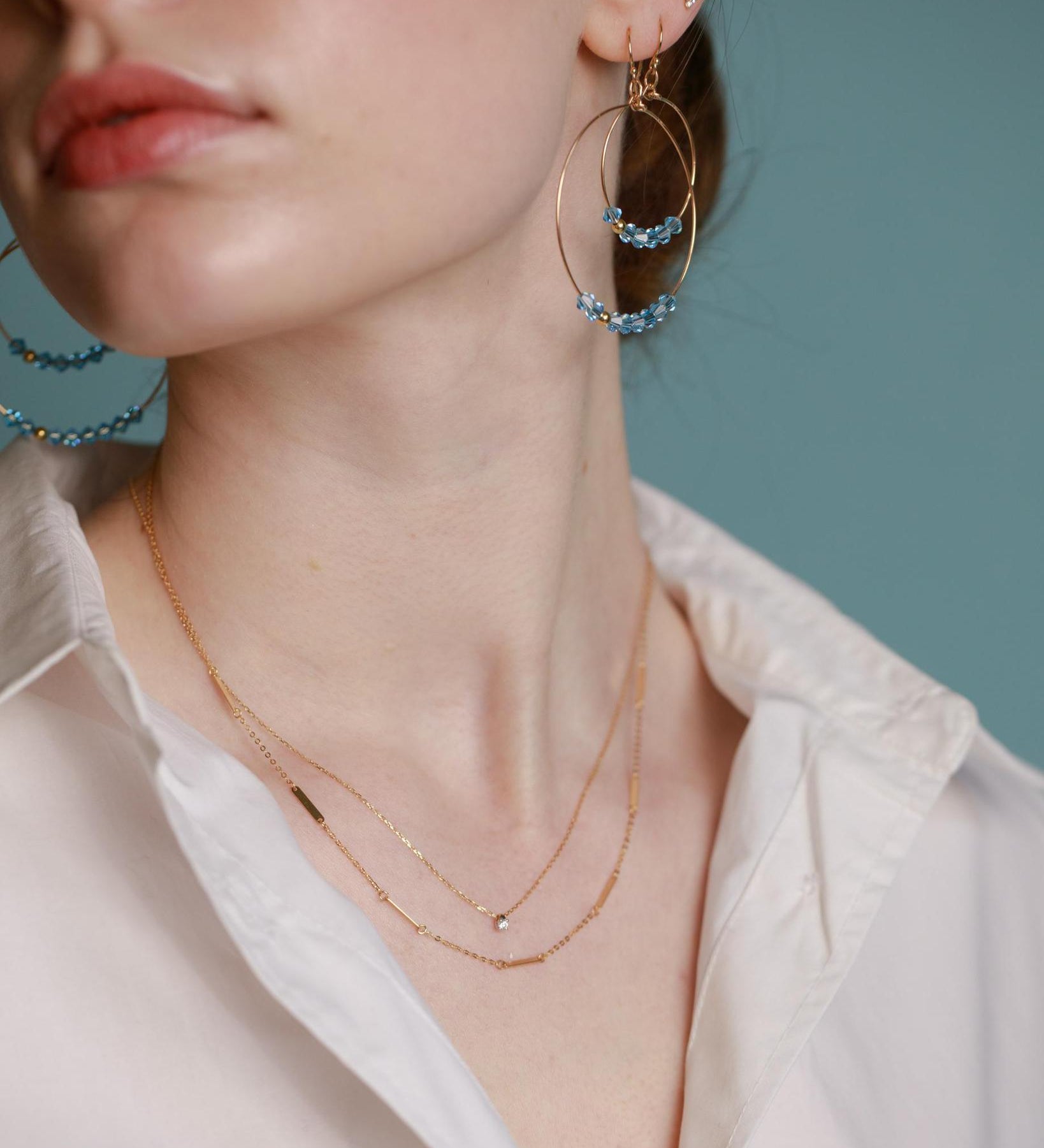 9kt Gold Multi Bar Pendant Necklace