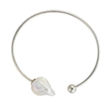 Rhodium Plated Sterling Silver Flexi Baroque Pearl Bangle