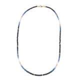 Blue Sapphire and Gold Filled Beaded Necklace