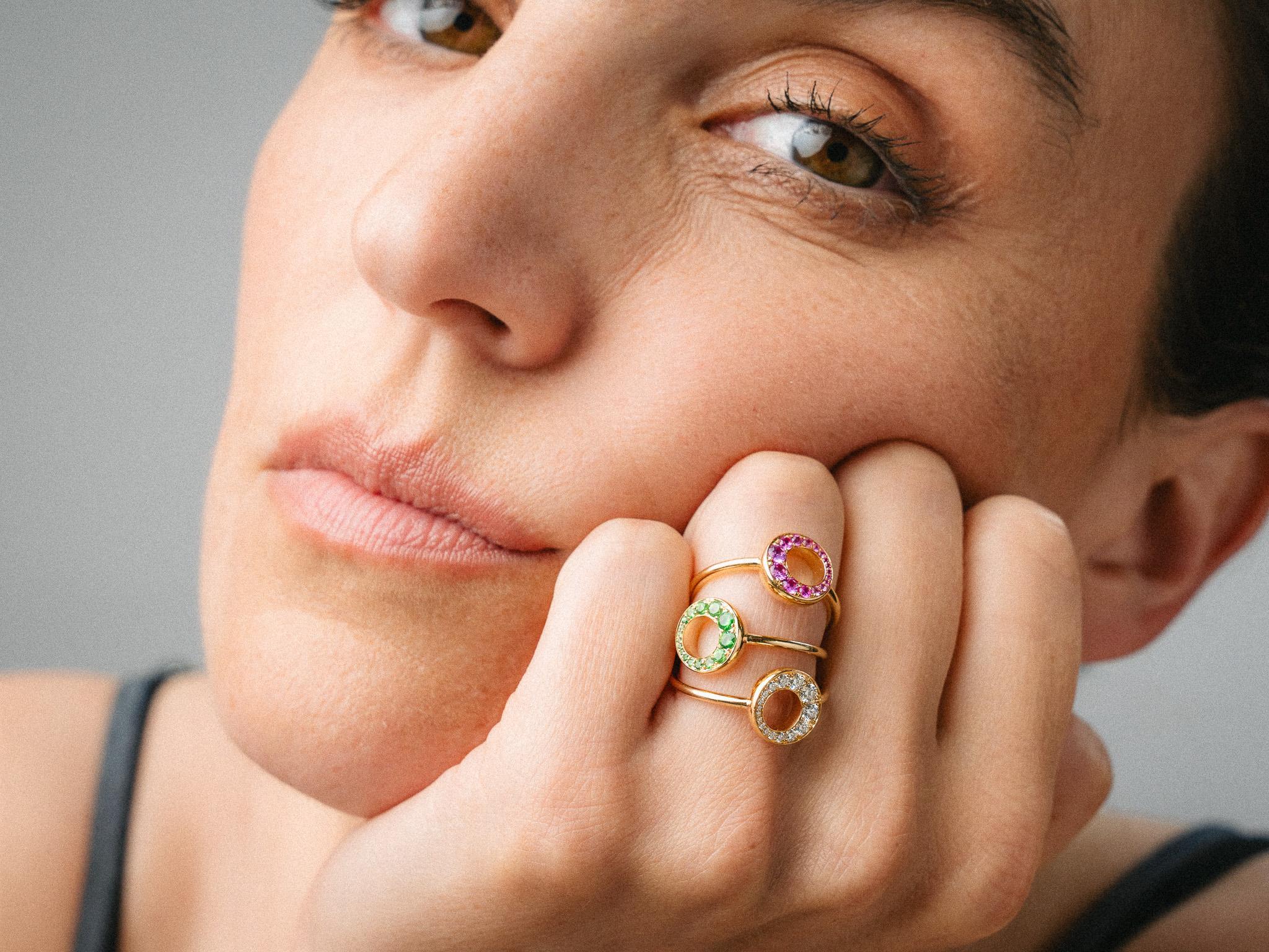 Tsavorite Circle Ring in 18kt Yellow Gold - Petite Serendipity Ring