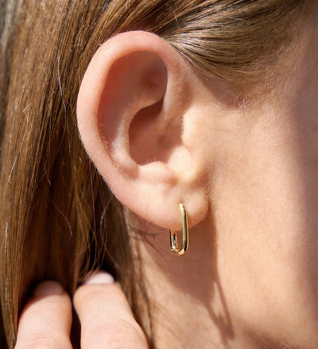 Gold Filled Rectangular Clip Hoop Earrings