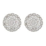 White Gold Plated Crystal Pave Circle Earrings