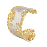 Sterling Silver Gold Plated Fleur Lace Bangle (Large) - Venezia Collection