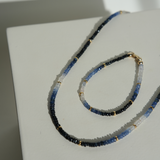 Blue Sapphire and Gold Filled Beaded Bracelet