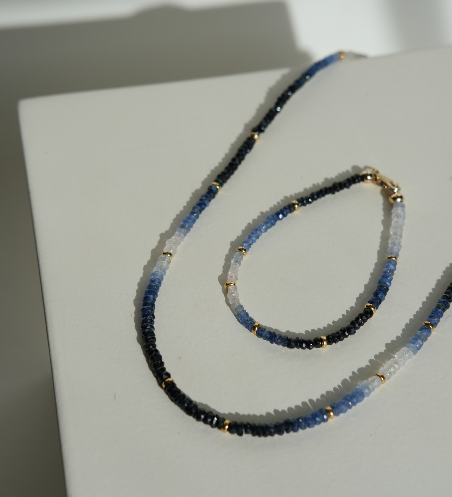 Blue Sapphire and Gold Filled Beaded Bracelet
