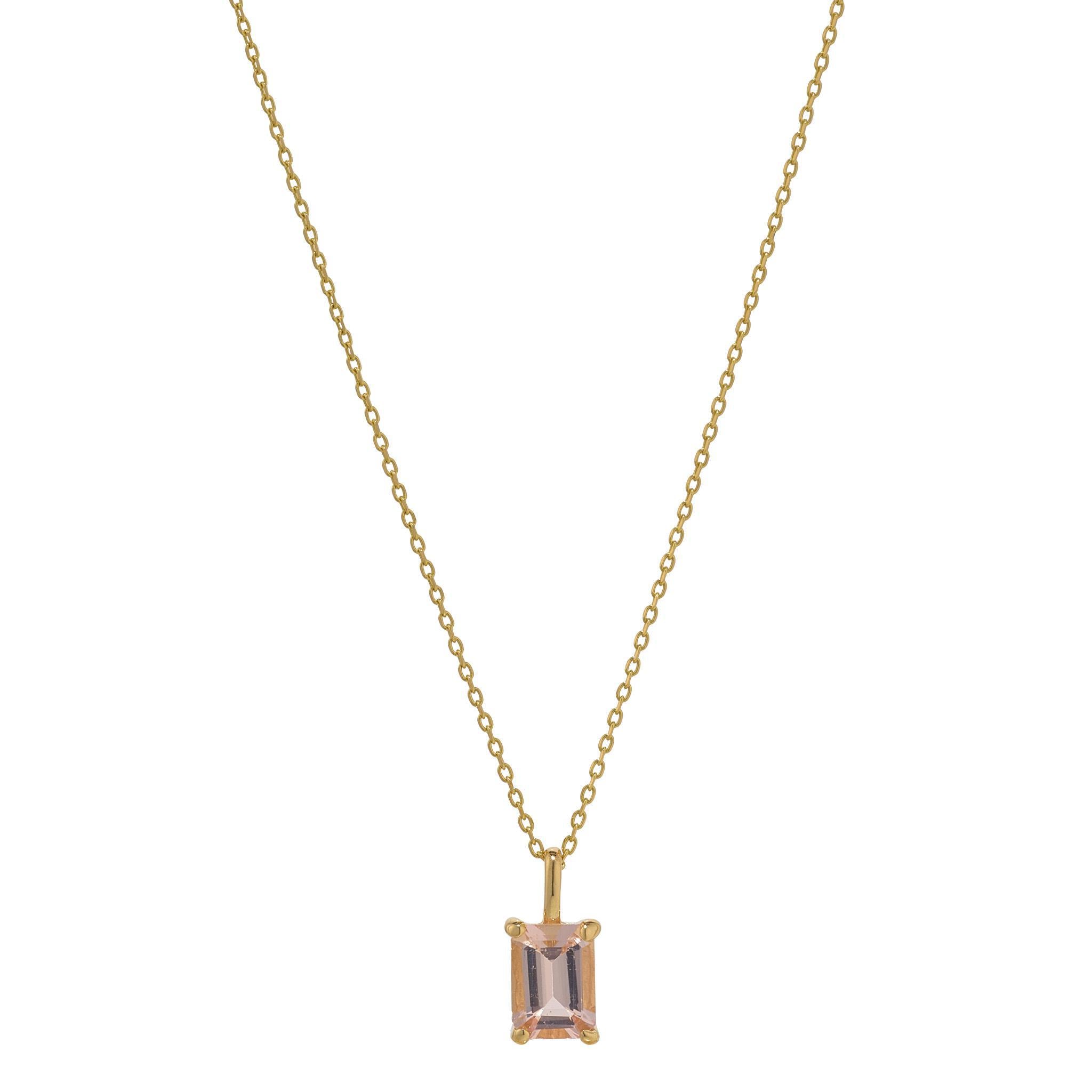 18kt Gold Step Cut Morganite Pendant