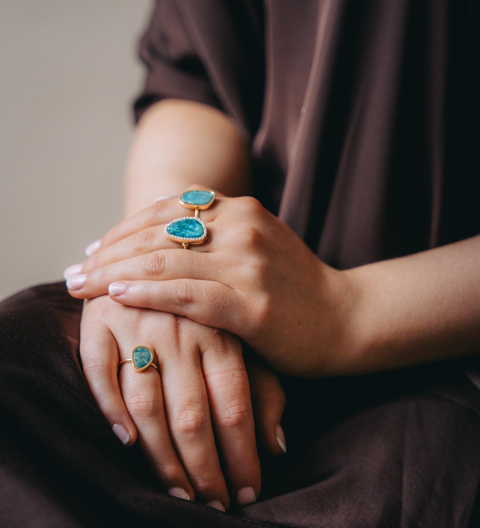Irregular 2.29ct Opal Ring in 18kt Yellow Gold - 'Night Sky Collection'