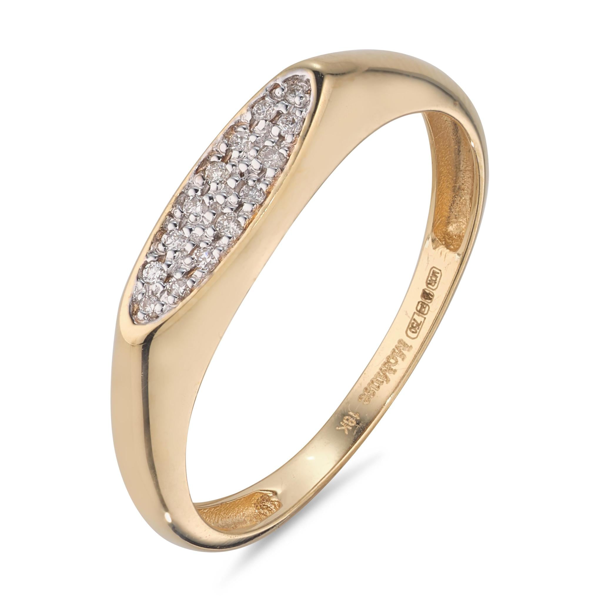 An 18kt yellow gold ring featuring a large oval with pave set white diamonds