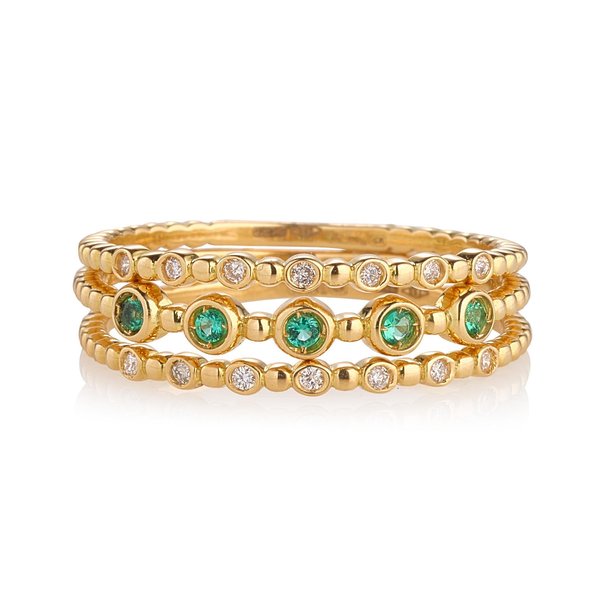 Beaded Seven Diamond Ring