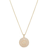 Yellow Gold Plated Crystal Pave Circle Pendant