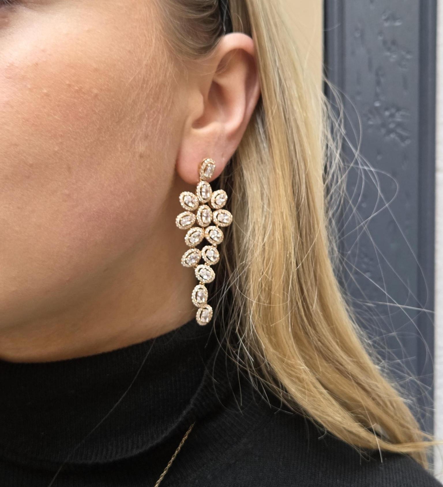 Yellow Multi Oval Chandelier Earrings