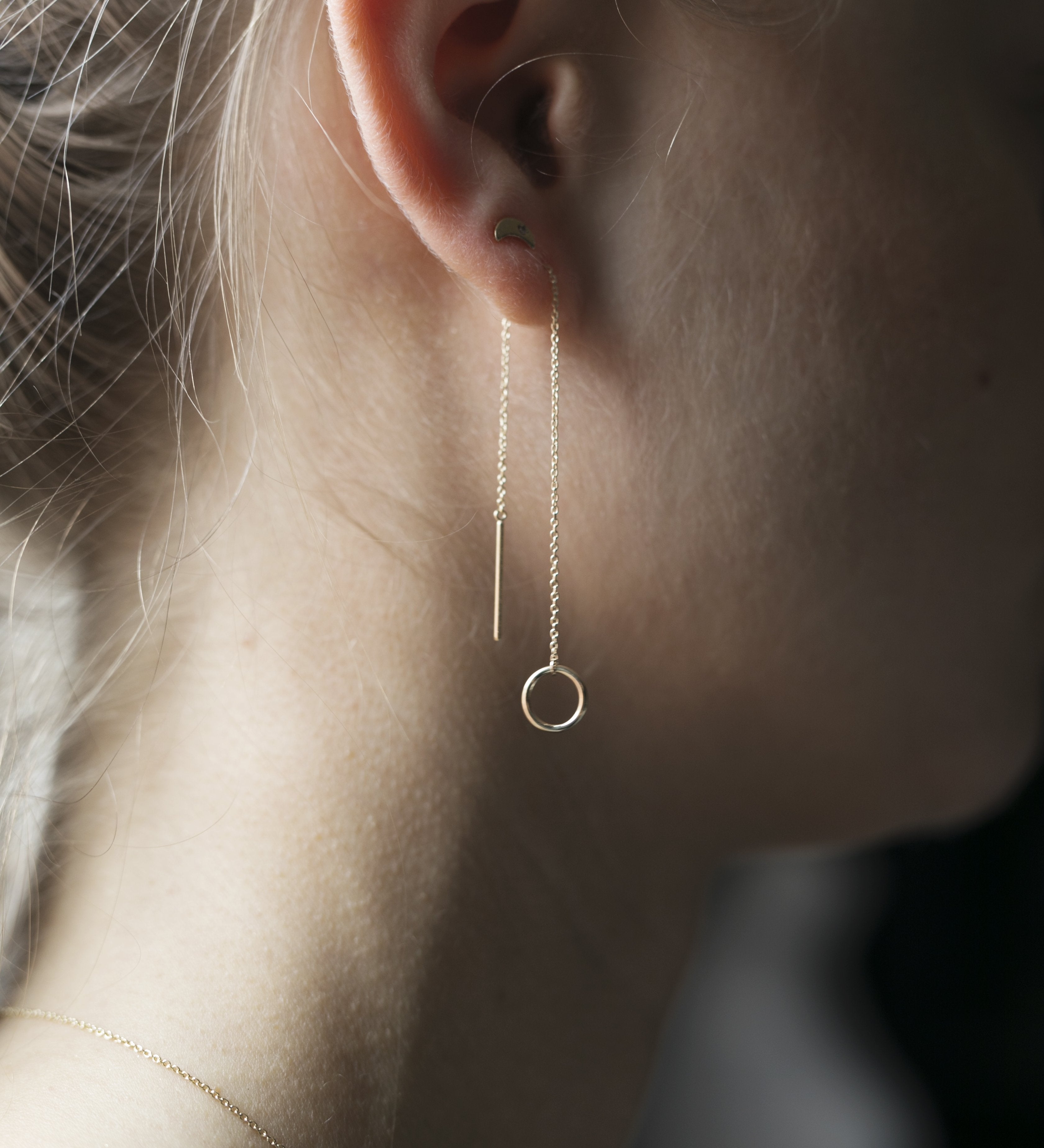 Gold Filled Circle Threader Earrings