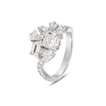 Mixed cut Cluster Diamond Ring in 18kt white gold
