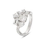 Mixed cut Cluster Diamond Ring in 18kt white gold