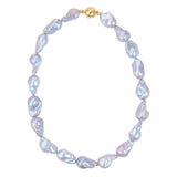 Large Grey Baroque Pearls & Magnetic Clasp Strand Necklace