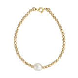 Gold Filled Squared Bead and Baroque Bracelet