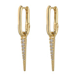Gold Filled CZ Spear Charm Rectangular Earrings