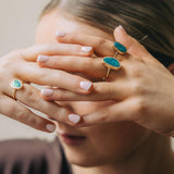Irregular 4.36ct Opal & Diamond Ring in 18kt Yellow Gold - 'Night Sky Collection'