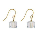 Gold Filled 8mm Crystal AB Cube Drop Earrings