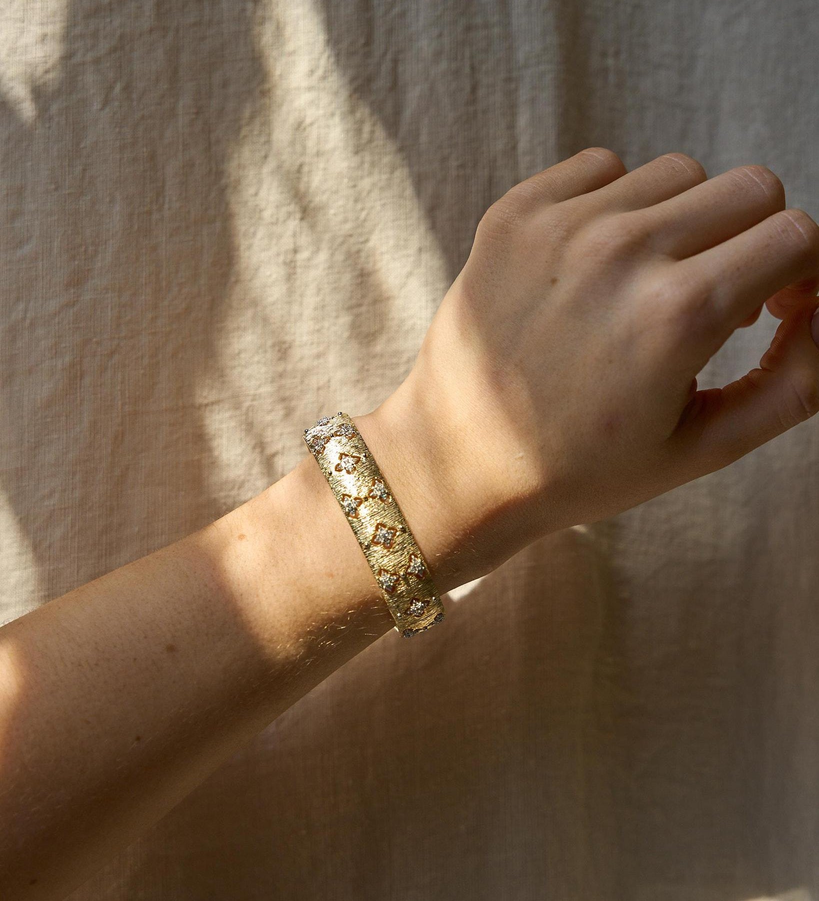 Sterling Silver Gold Plated Bangle - 'Fleur'