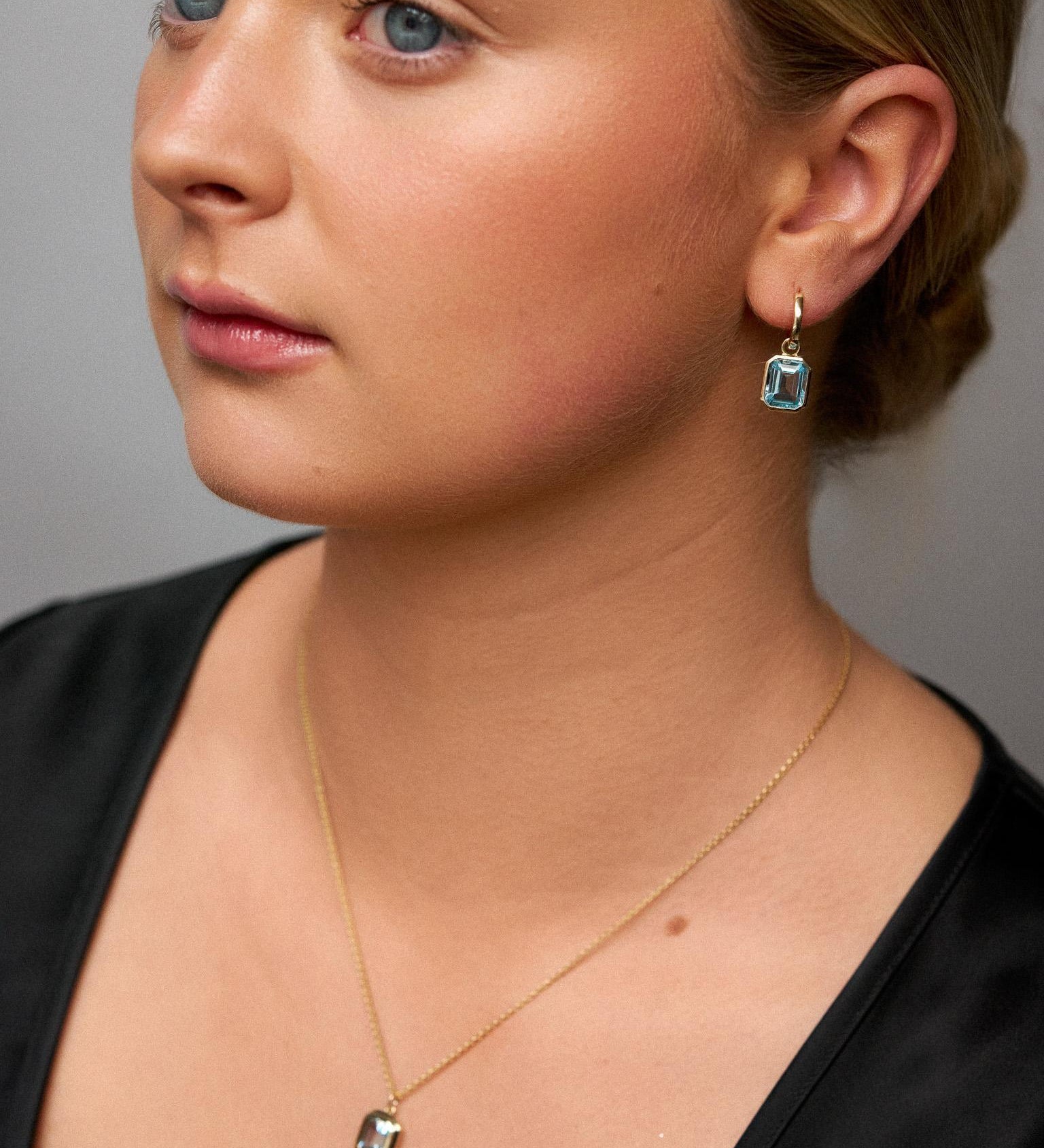 9kt Gold Sky Blue Topaz Fancy Cut Drop Earrings