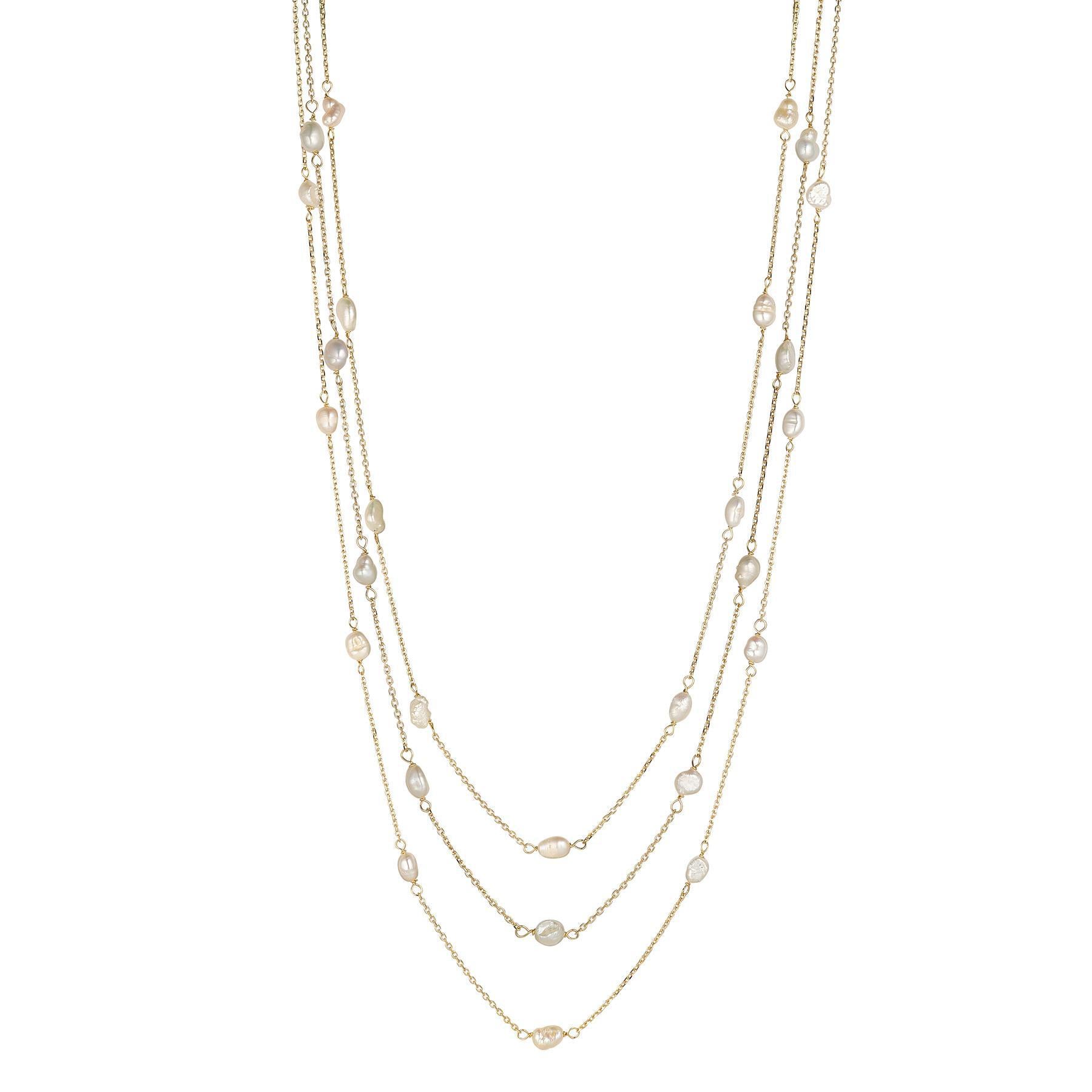 9kt Gold 22" Multi Baroque Pearl Necklace