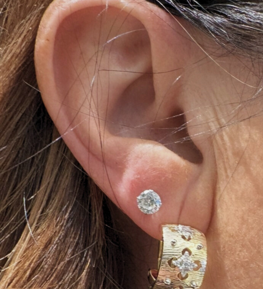Sterling Silver Gold Plated Hoop Earrings - 'Fleur'