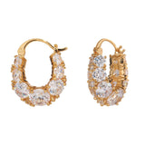 Yellow Dome Cubic Zirconia Clip Hoop Earrings