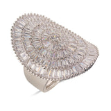 White Multi Baguette Cocktail Ring - Oval