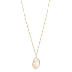 Gold Filed Necklace with a teardrop-shaped baroque pearl pendant on gold filled chain