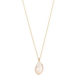 Gold Filed Necklace with a teardrop-shaped baroque pearl pendant on gold filled chain