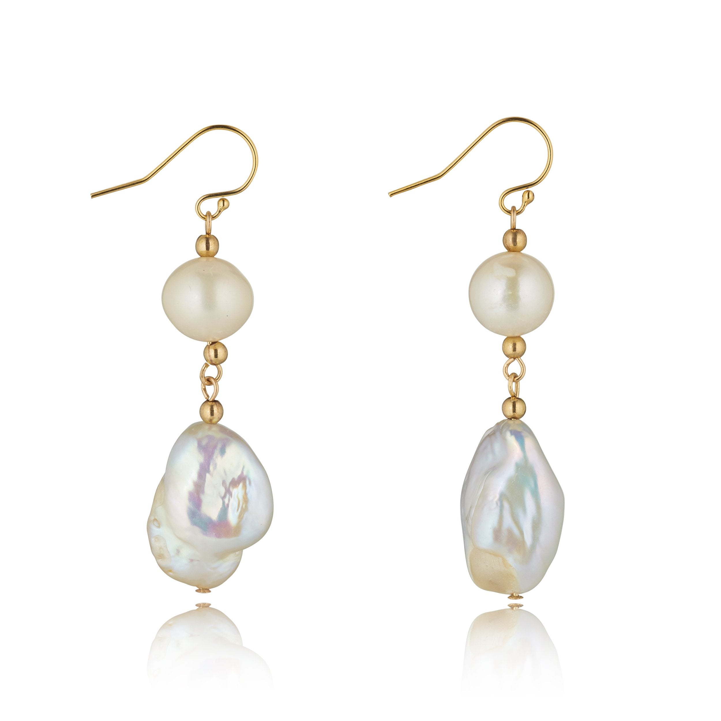 Pair of double drop baroque and fresh water pearl earrings