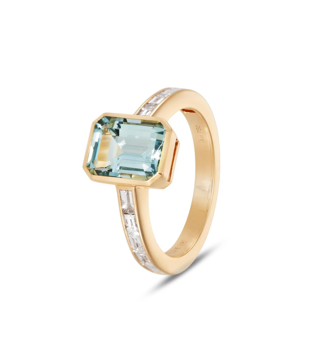 Aquamarine and Diamond Ring in 18kt Gold - Bands of Colour Collection