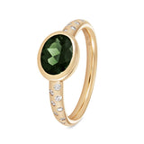 Green Tourmaline Ring with Diamonds in 18kt Yellow Gold - Bands of Colour Collection