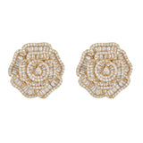 Yellow Gold Plated Multi Baguette Rose Earrings