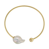 Gold Plated Sterling Silver Flexi Baroque Pearl Bangle
