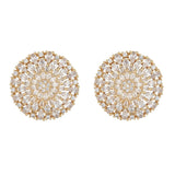 Yellow Gold Plated Crystal Pave Circle Earrings