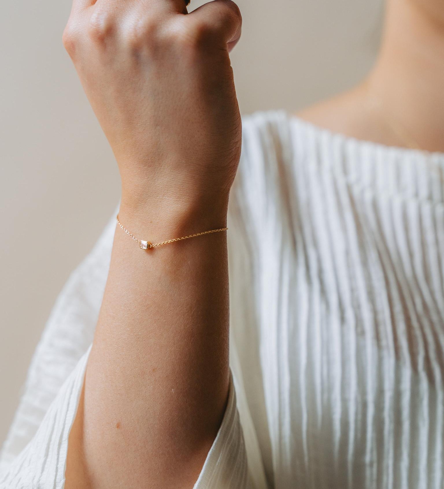 Emerald Cut Diamond Bracelet in 18kt Yellow Gold - 'Stone by Stone'