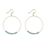 Gold Filled Aquamarine Crystal Row Hoop Earrings