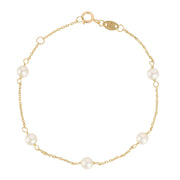 9kt Gold bracelet with five fresh water pearls 